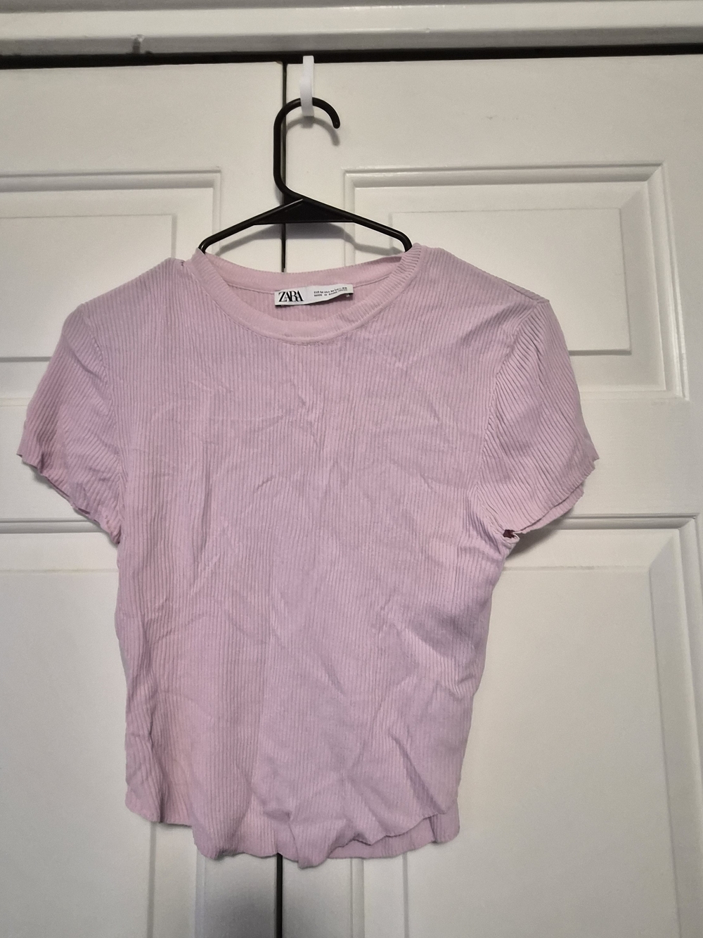 ZARA Light Pink Ribbed Crop Tee